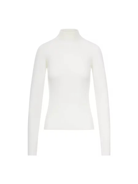 Sweter Sportmax wełniany z wysokim kołnierzem biały