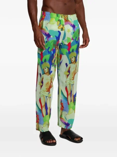 Pantaloni Amir Slama cu imagine verde