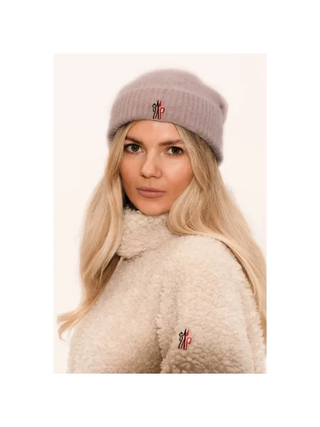 Czapka Moncler wełniana fioletowa