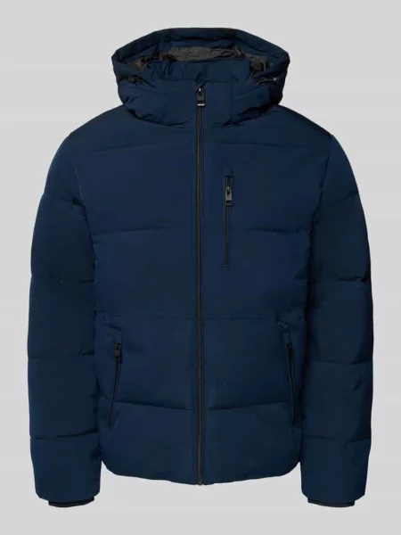 Kurtka pikowana z zapinanymi na błyskawiczny model ‘OWEN’ Jack & Jones granatowa