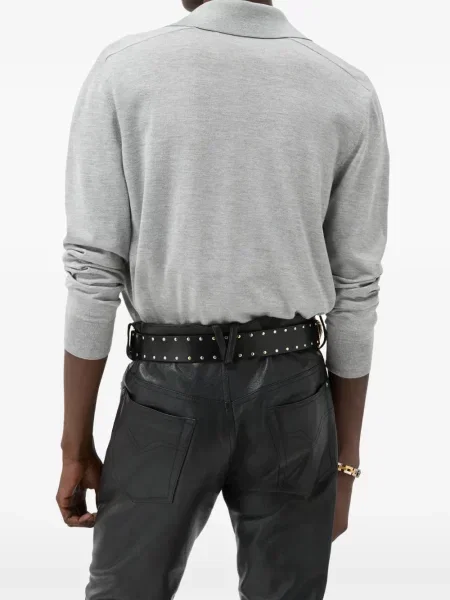 Tricou polo Versace de mătase gri