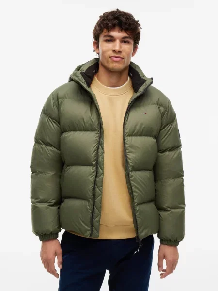 Tommy Jeans Pikowana kurtka Mężczyźni S zielony