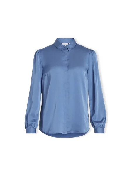 Top Vila din satin albastru