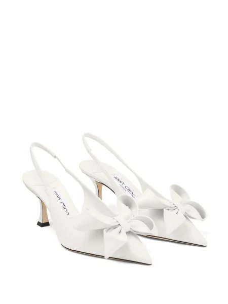 Pantofi cu toc Jimmy Choo cu funde slingback alb
