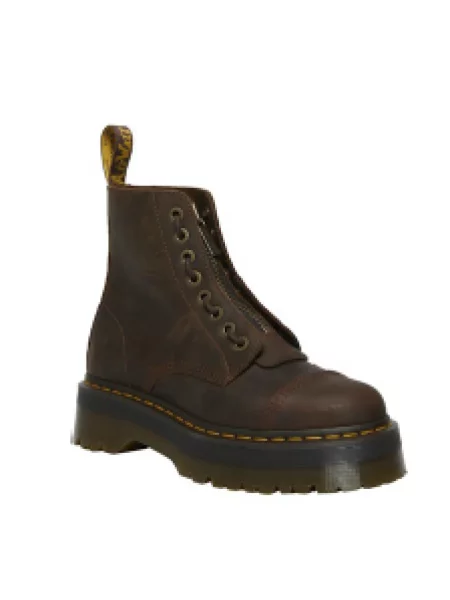 Botki Dr. Martens skórzane na platformie brązowe