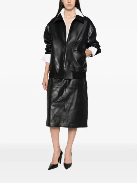 Fustă din piele 's Max Mara negru