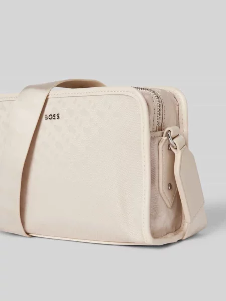 Torba na długim pasku z detalem z logo model ‘Sandy’ Boss beżowa
