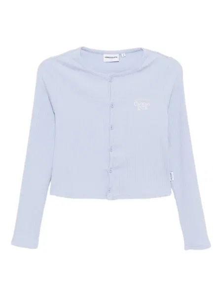 Top Chocoolate cu broderie albastru