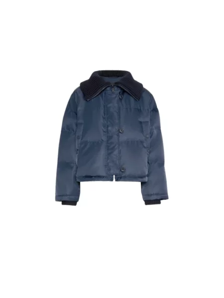 Kurtka puchowa Weekend Max Mara z twillu niebieska