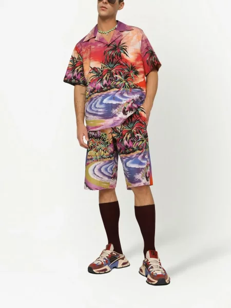 Raštuotos bermuda šortai Dolce & Gabbana oranžinė