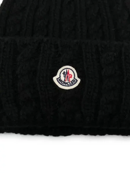 Căciulă Moncler tricotate cu autograf negru