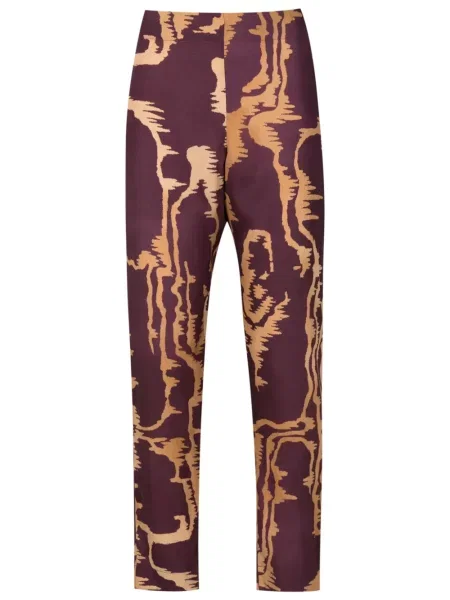 Jedwabne spodnie Lenny Niemeyer z nadrukiem w abstrakcyjne wzory fioletowe