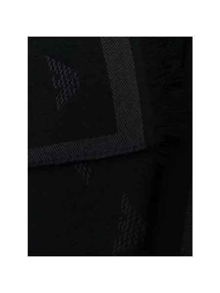 Szal Emporio Armani z frędzli wełniana szara