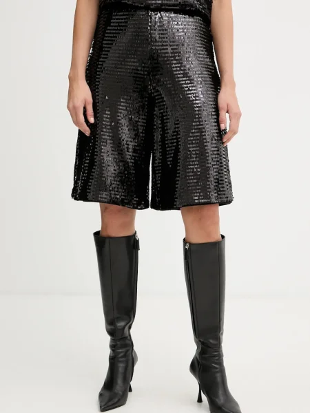 Armani Exchange pantaloni scurti uni high waist negru