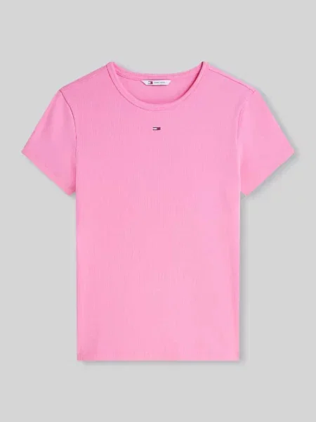 T-shirt o kroju slim fit z mieszanka bawełny z prążkowana dzianina Tommy Jeans