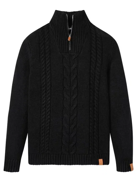 Sweter ze wzorem w warkocze czarny