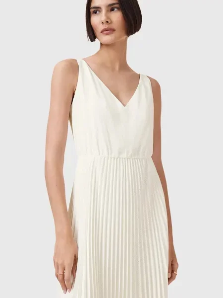 AllSaints rochie si pulover LEIA midi evazată alb