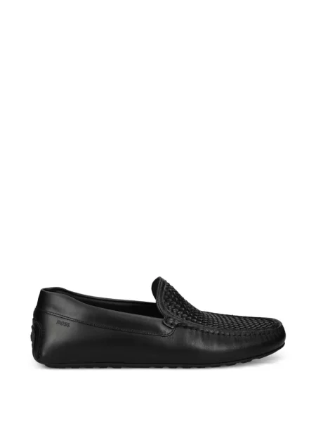 Kožne loaferice Boss crna