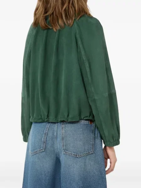 Geacă Weekend Max Mara din piele de căprioară verde