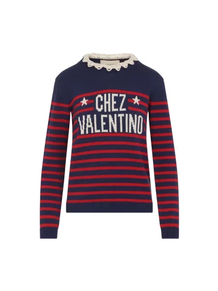Lniany sweter Valentino elegancki niebieski