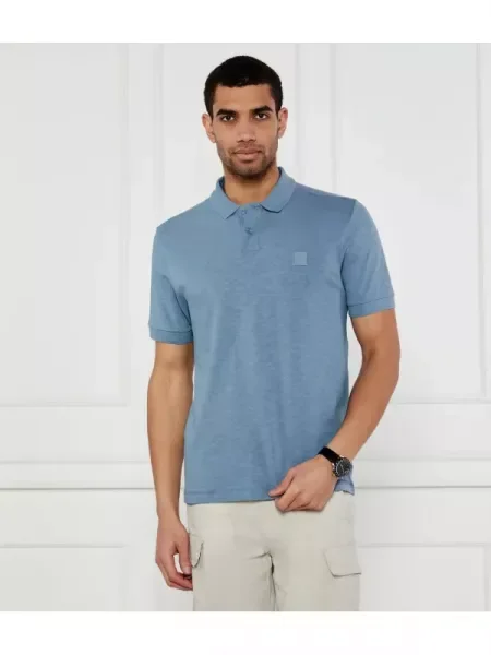 BOSS ORANGE Polo Pe_linenlogo | cu adaos de in albastru
