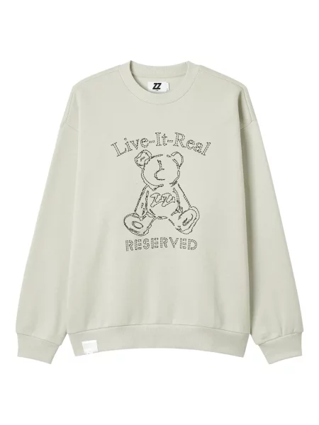 Hanorac crewneck Izzue cu broderie teddy