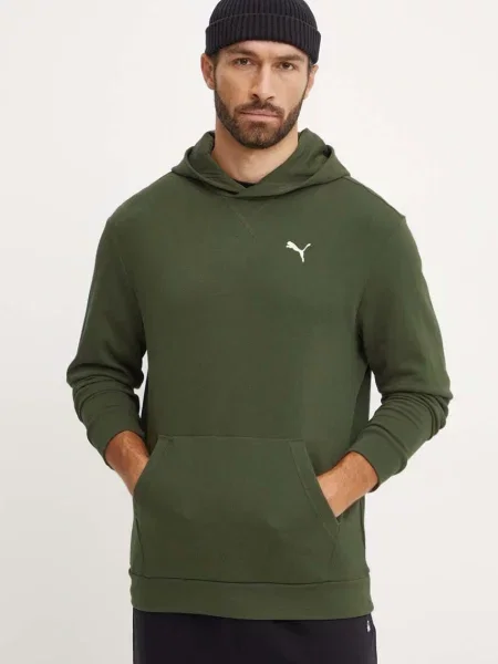 Суичър с качулка Puma с качулка с апликация зелено