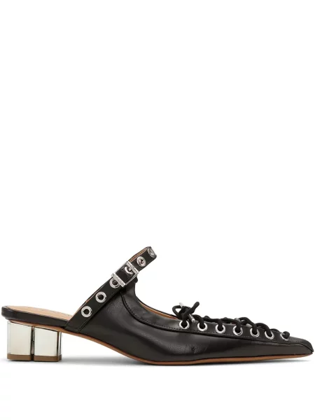 Кожени мюли Ganni черно