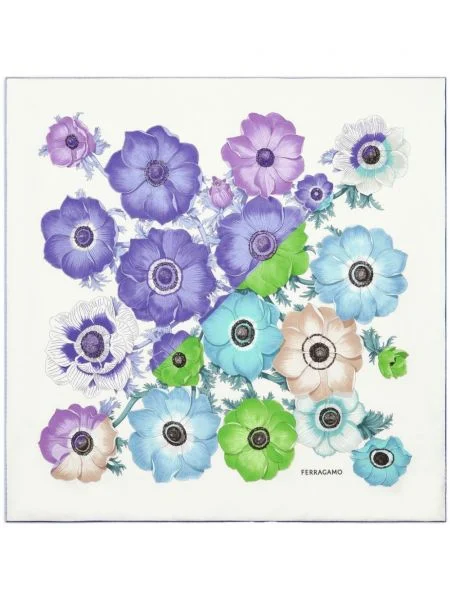 Fular Ferragamo de mătase cu model floral cu imagine violet