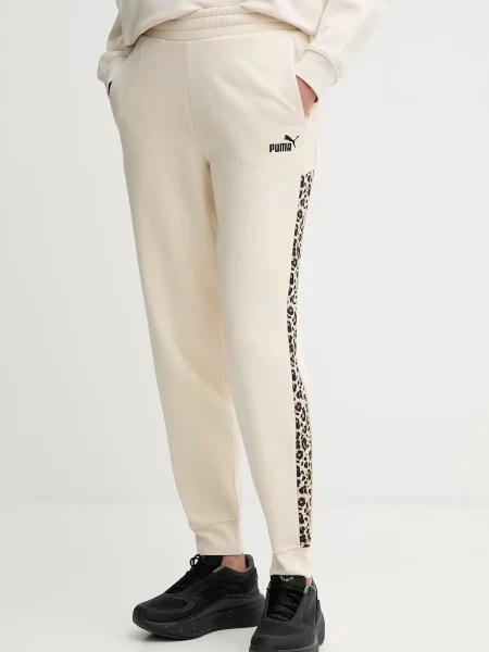 Спортен панталон Puma с десен бежово