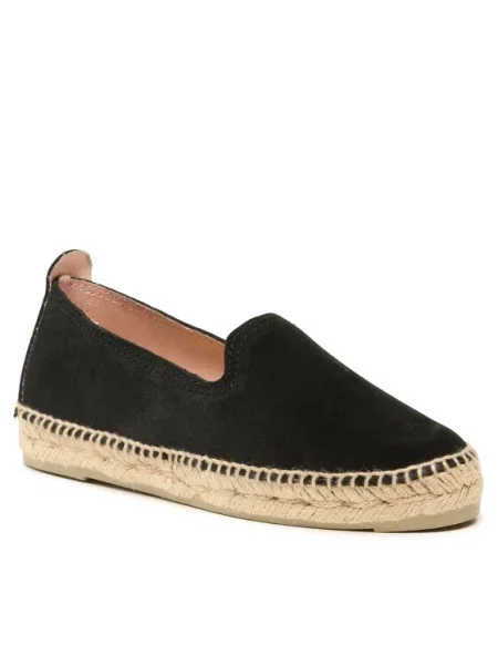 Manebi Espadrilles Suede Flat Espadrilles fekete