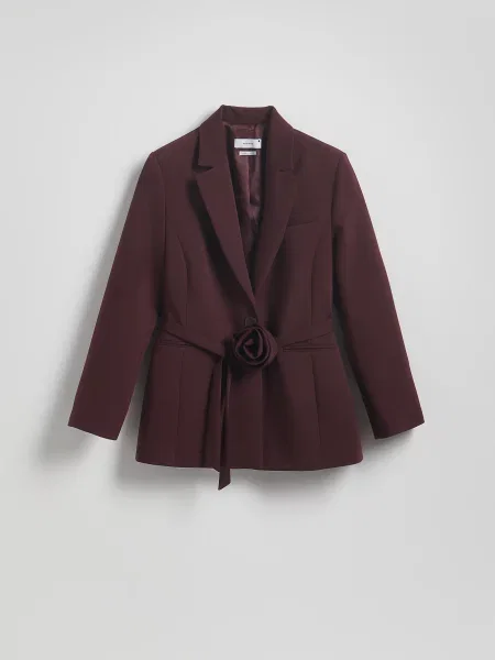 Reserved Блейзер з декоративною трояндою бордовий