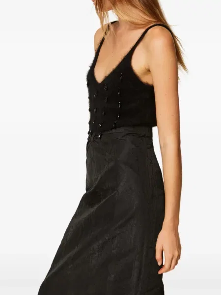 Top Twinset cu broderie de lână negru
