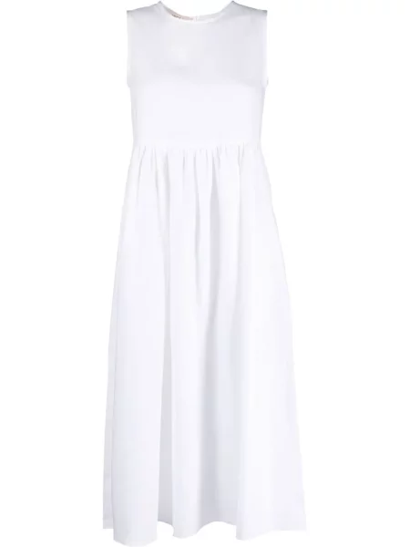 Rochie midi Blanca Vita de in fără mâneci plisată alb