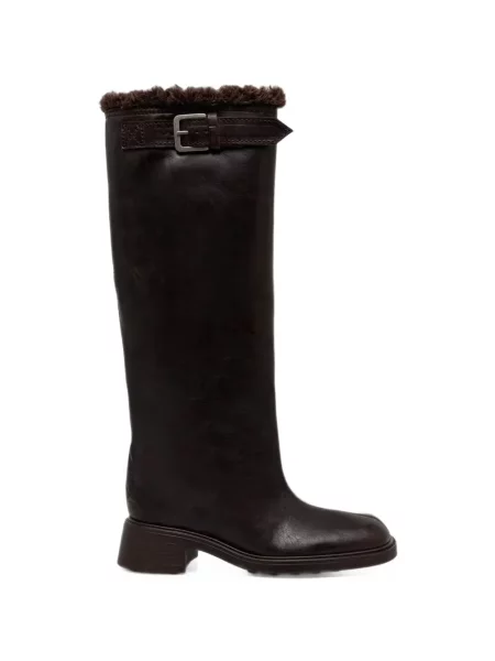 Botine Miista cu cataramă din piele de oaie maro