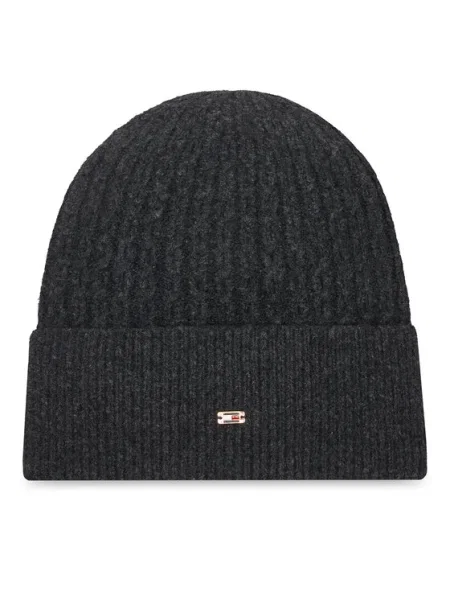 Tommy Hilfiger Căciulă Th Cable Enamel Flag Negru gri