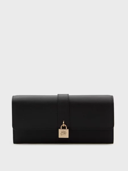 Кожаный кошелек Karl Lagerfeld с автографом черный