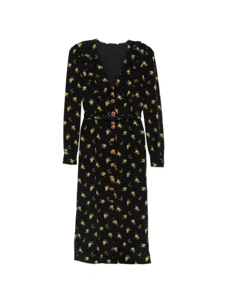 Rochie midi Alessandra Rich cu model floral cu imagine negru