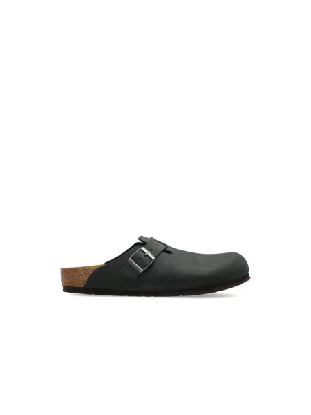 Klapki Birkenstock skórzane zielone