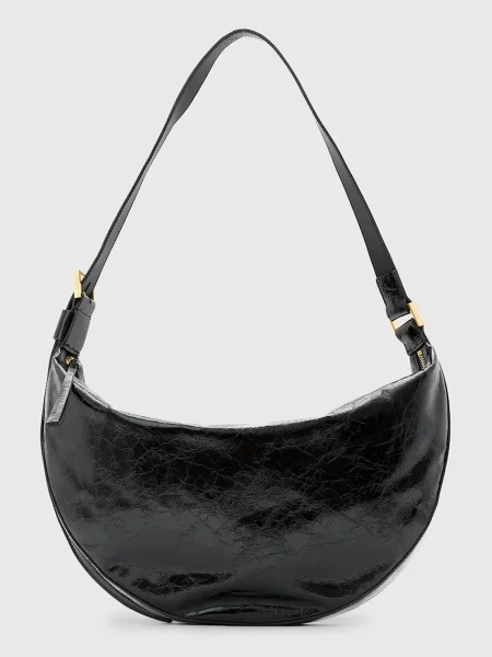 Кожена чанта AllSaints HALF MOON черно