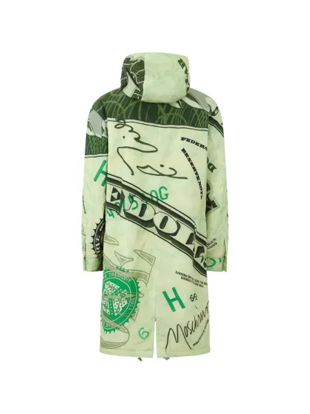 Palton Moschino cu glugă cu imagine verde