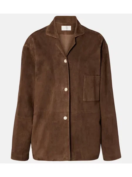 Cămașă The Row din piele de căprioară maro