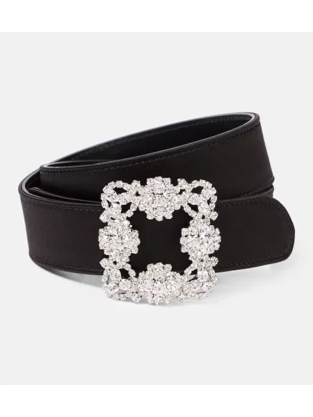 Cu centură curea Manolo Blahnik din satin negru