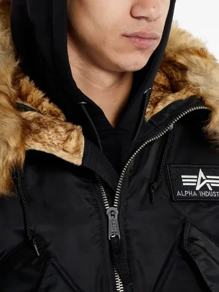 Blană artificială geacă bomber Alpha Industries negru