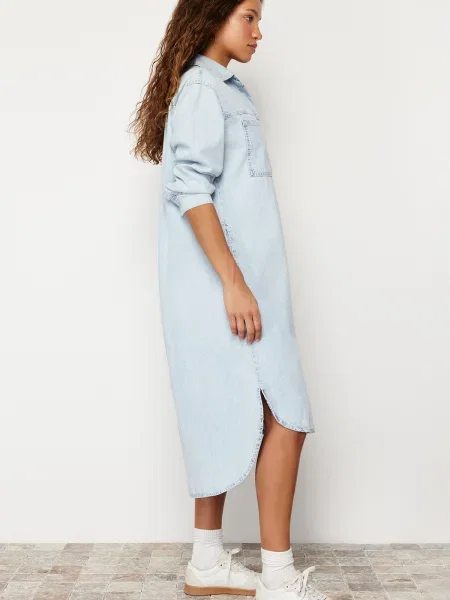 Rochie din denim Trendyol gri