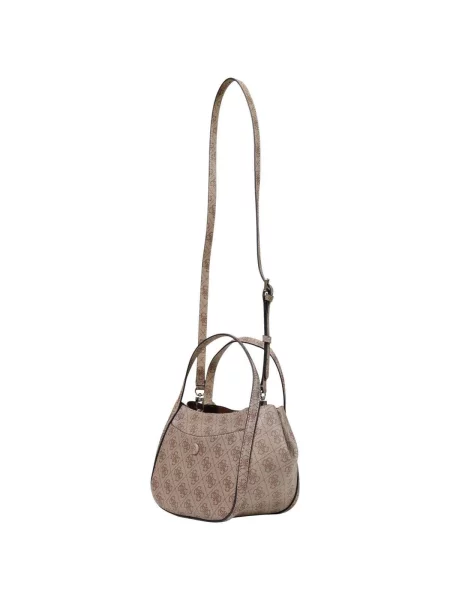 Crossbody kabelka Guess s autogramom z ekologickej kože béžová