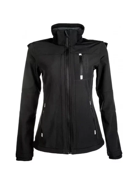 Kurtka jeździecka z odpinanym kapturem HKM Softshell czarna