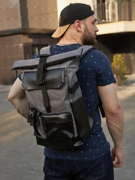 Кожаный рюкзак Tobeyou серый