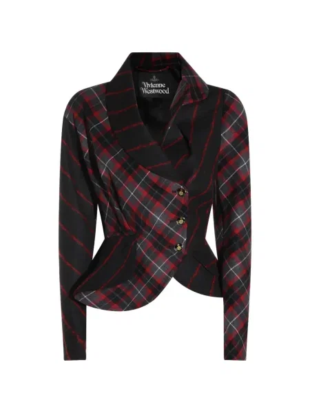 Geacă Vivienne Westwood în carouri asimetrică negru