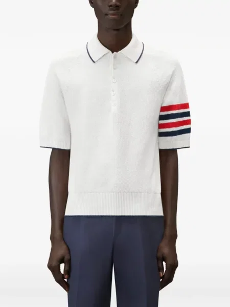 Tricou polo Thom Browne alb